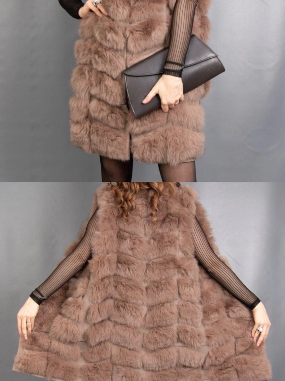 Luxurious Taupe Fox Vest